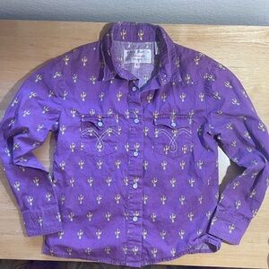 Vintage Cactus Purple Panhandle Western Snap Button Shirt 5t